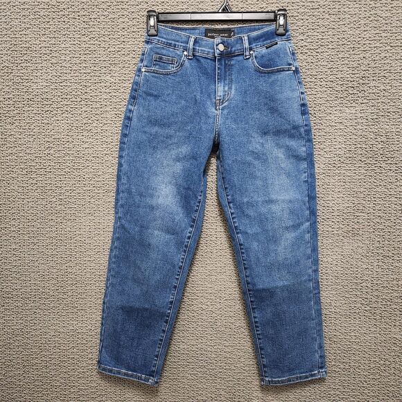 Perfect Jeans Denim - PERFECT JEANS Women's Blue High Rise Tapered Jeans Size W26 L26